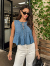Virgo Pleated Tie Top - Stitch And Feather