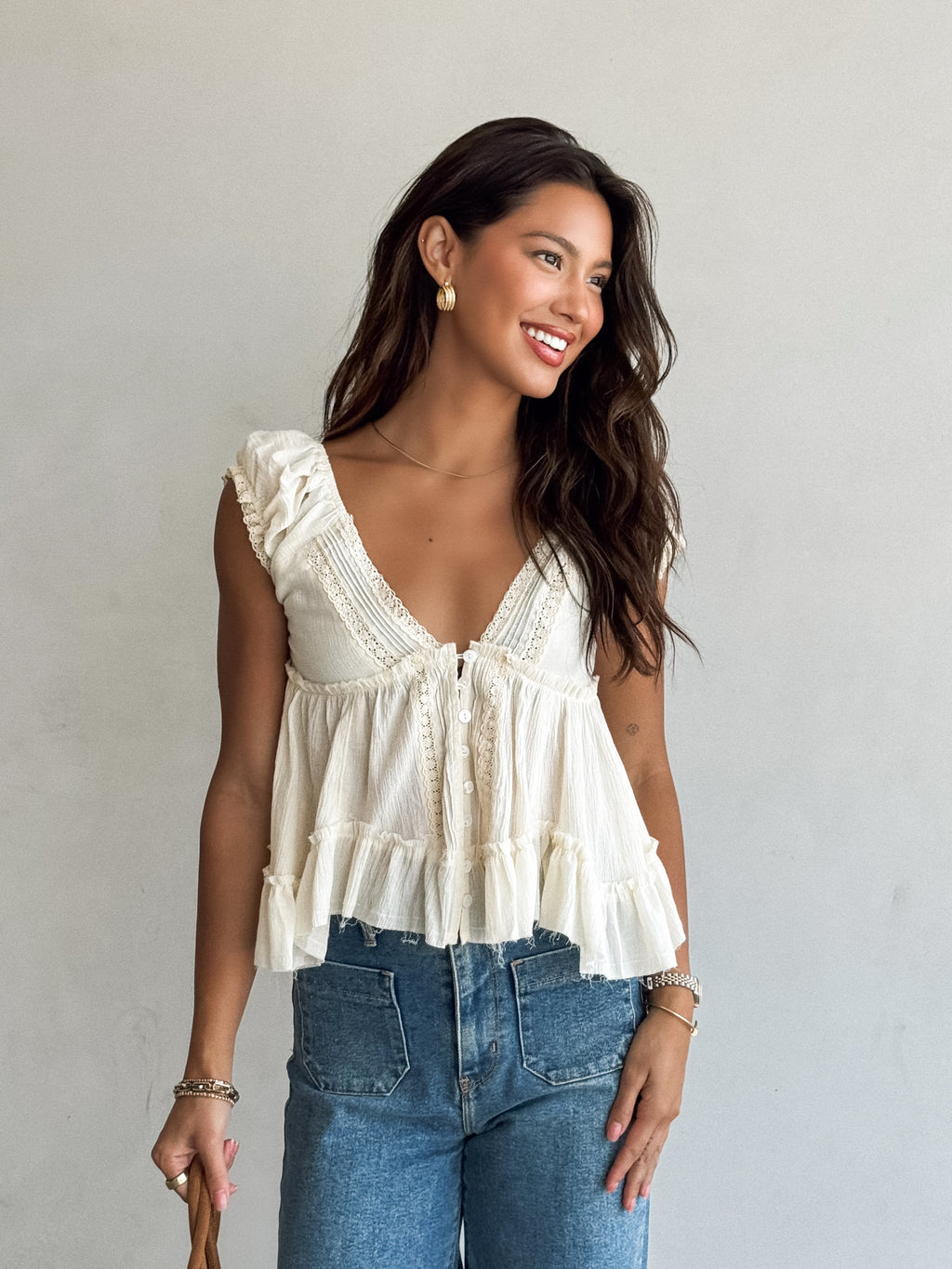 Dulce Lace Babydoll Top - Stitch And Feather