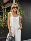 Mira Linen Tank Top in Oatmeal - Stitch And Feather