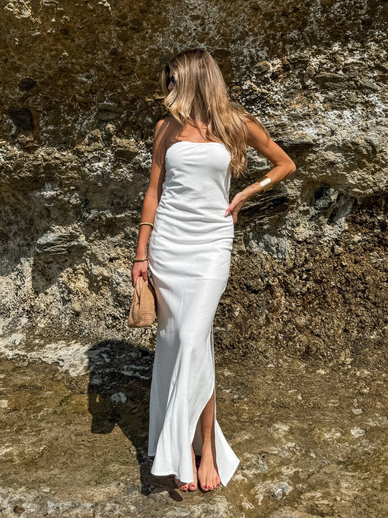 Calypso Strapless Linen Dress - Stitch And Feather