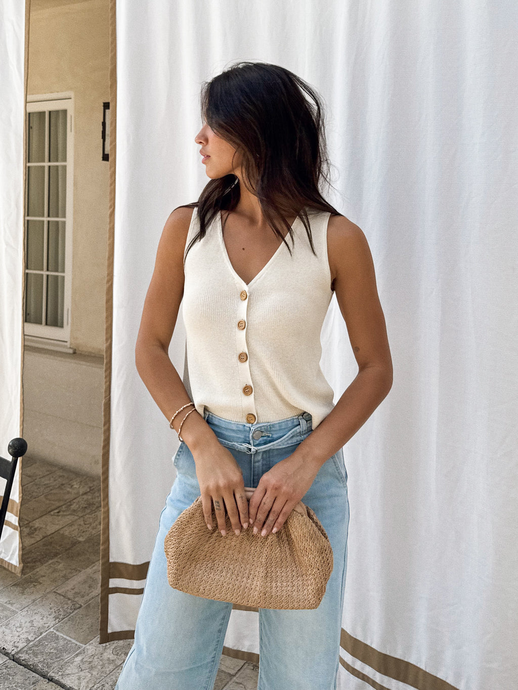 Maude Knit Vest in Cream