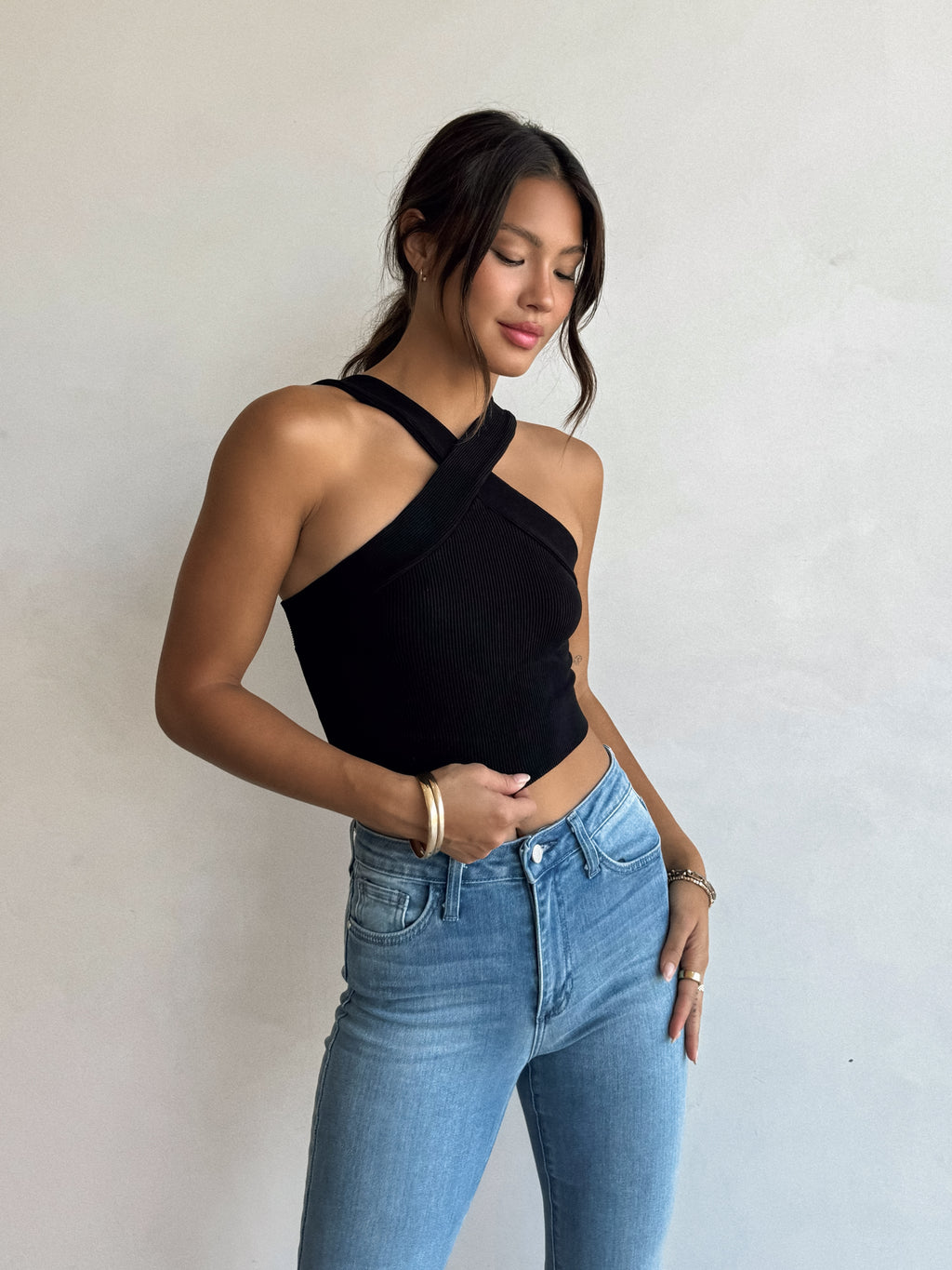 Stevie Criss Cross Tank in Black