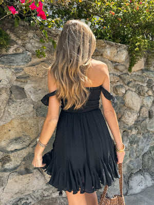 Coastal Route Mini Dress in Black - Stitch And Feather