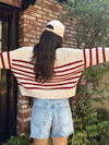 Rowan Stripe Knit Sweater in Burgundy - Stitch And Feather