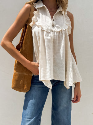 Maisie Textured Ruffle Blouse - Stitch And Feather