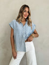 Celeste Stripe Button Up in Denim
