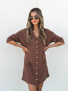 Coffee Bean Linen Mini Dress - Stitch And Feather