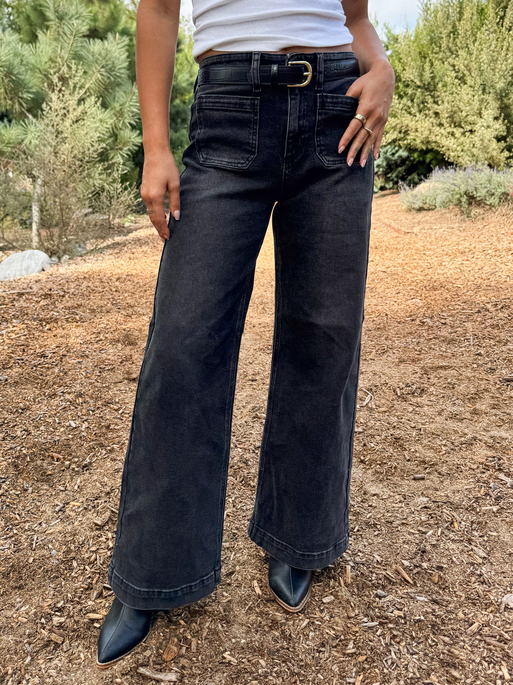 Wide Leg Jeans - Stitch And Feather