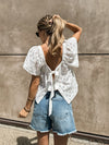 Georgia Eyelet Tie Back Top - Stitch And Feather