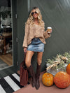 Chicago Cable Knit Sweater in Taupe