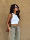 Lola Crop Tank in White - Stitch And Feather
