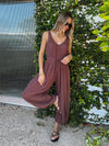 Cotton gauze parachute jumpsuit- IJ34057, Chocolate - Stitch And Feather