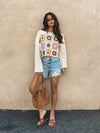 Haisley Patchwork Crochet Sweater - Stitch And Feather