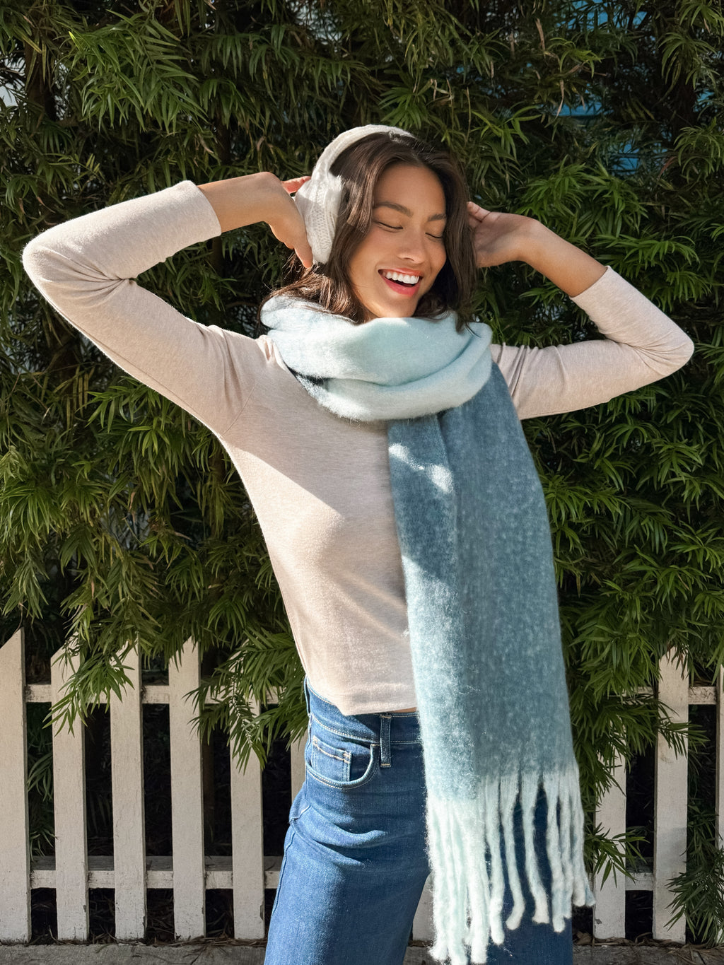 Icicles Two Tone Scarf in Blue