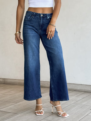 Vada Wide Leg Jeans in Dark Denim - Stitch And Feather