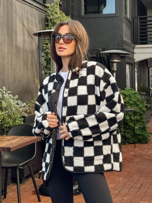 Checked Out Fleece Jacket - Stitch And Feather