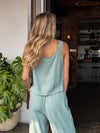 Mira Linen Tank Top in Green - Stitch And Feather