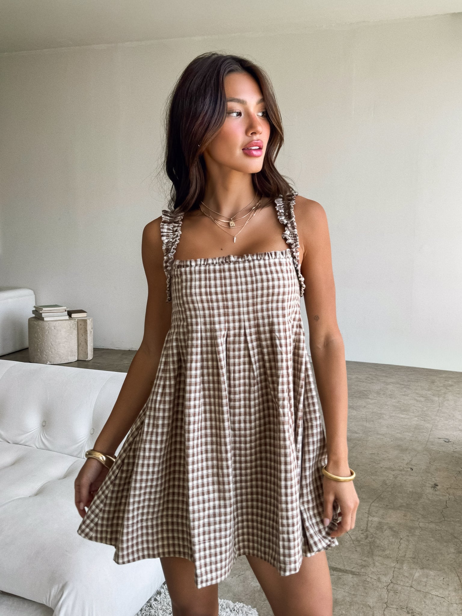 Briony Gingham Mini Dress – Stitch And Feather