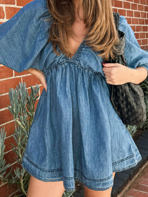 Atler Denim Mini Dress - Stitch And Feather