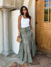 Short and Sweet Tiered Skirt in Olive - Stitch And Feather