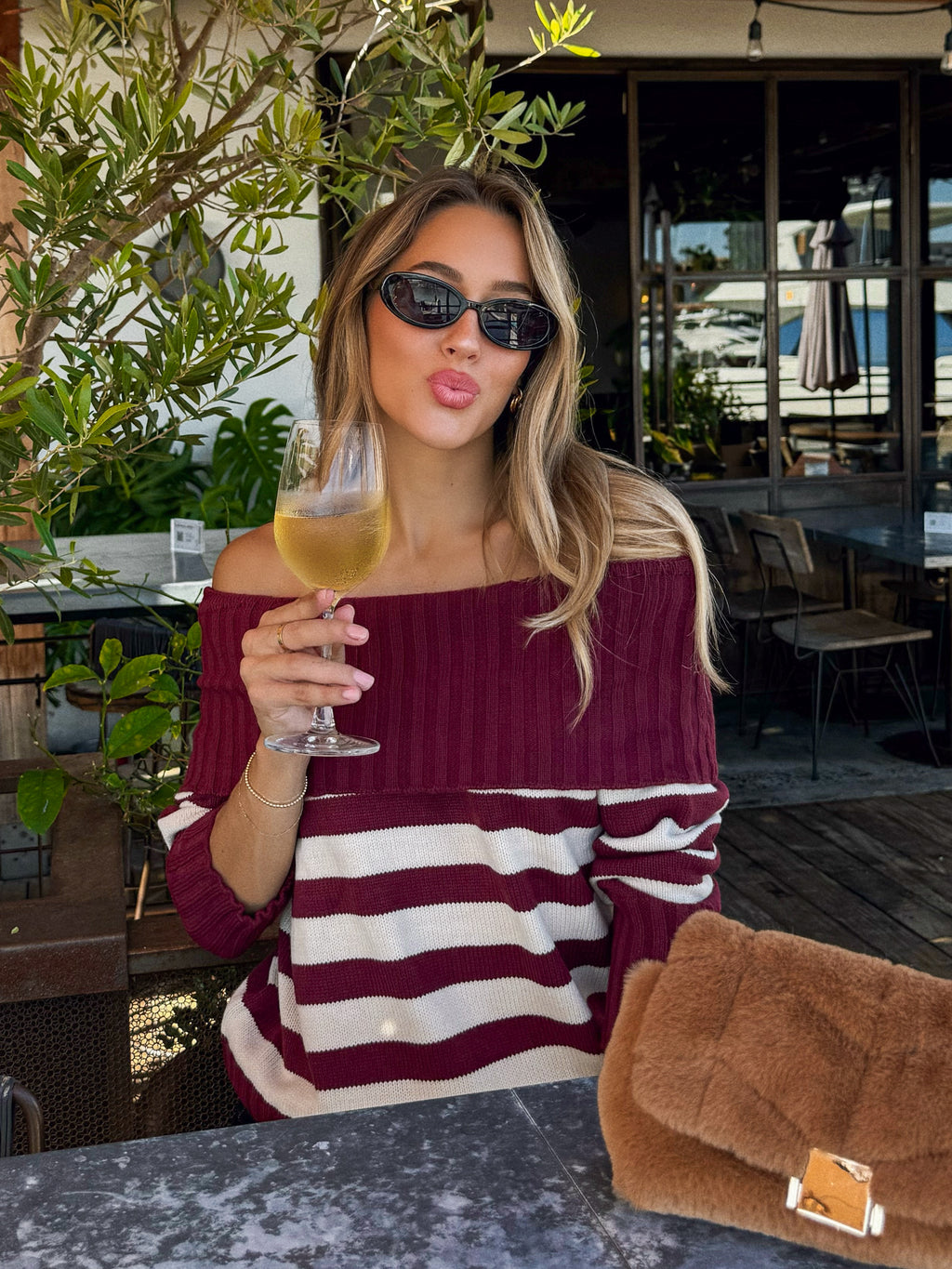 Stick With Me Oversized Sweater in Wine - Stitch And Feather