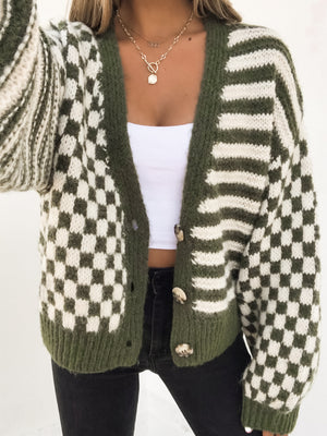 Freya Checkered Sweater in Olive - Stitch And Feather