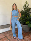 Isola Crop Top in Denim - Stitch And Feather