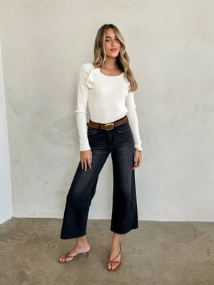 Mia Long Sleeve Knit Top in Cream