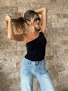 Kendall One Shoulder Top in Black