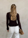 Alina Button Knit Top in Espresso
