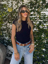 Davis Ribbed Bodysuit in Black