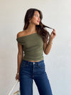 Faye Ruched Top in Olive - Stitch And Feather
