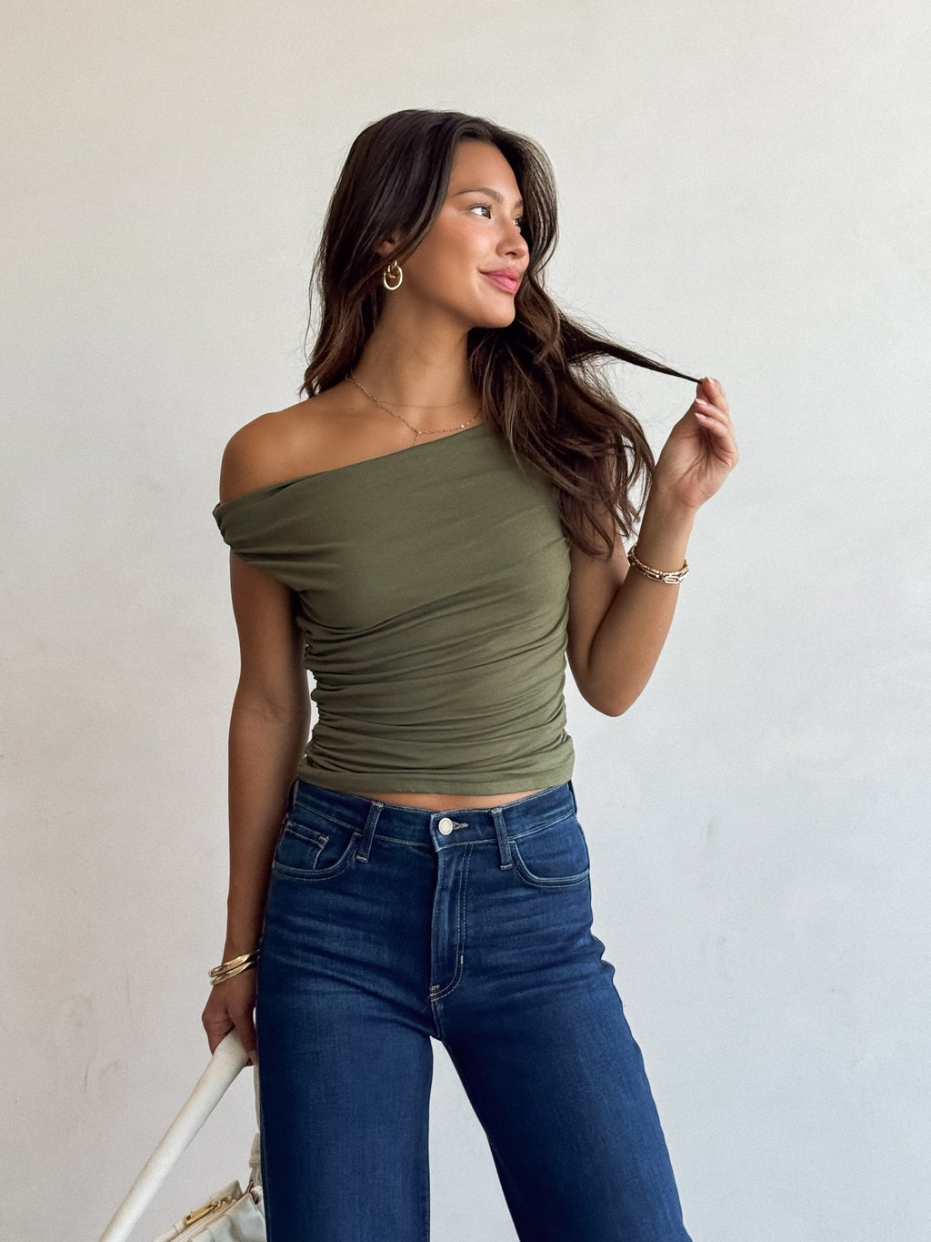 Faye Ruched Top in Olive