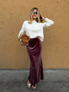 Mulberry Velvet Maxi Skirt - Stitch And Feather