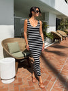 Striped knit bodycon dress- ED1520, Blk/wht - Stitch And Feather