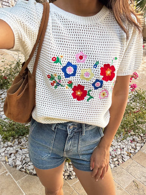 Lilia Embroidered Knit Top - Stitch And Feather