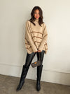 Noelle Oversized Stripe Sweater in Taupe