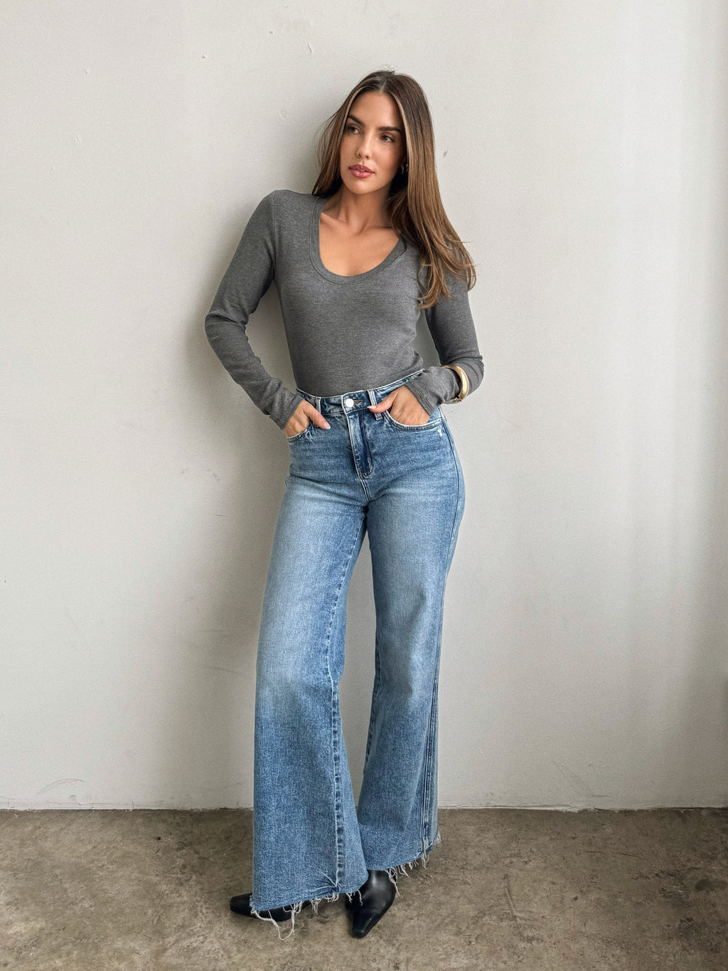 Holding On Long Sleeve in Grey