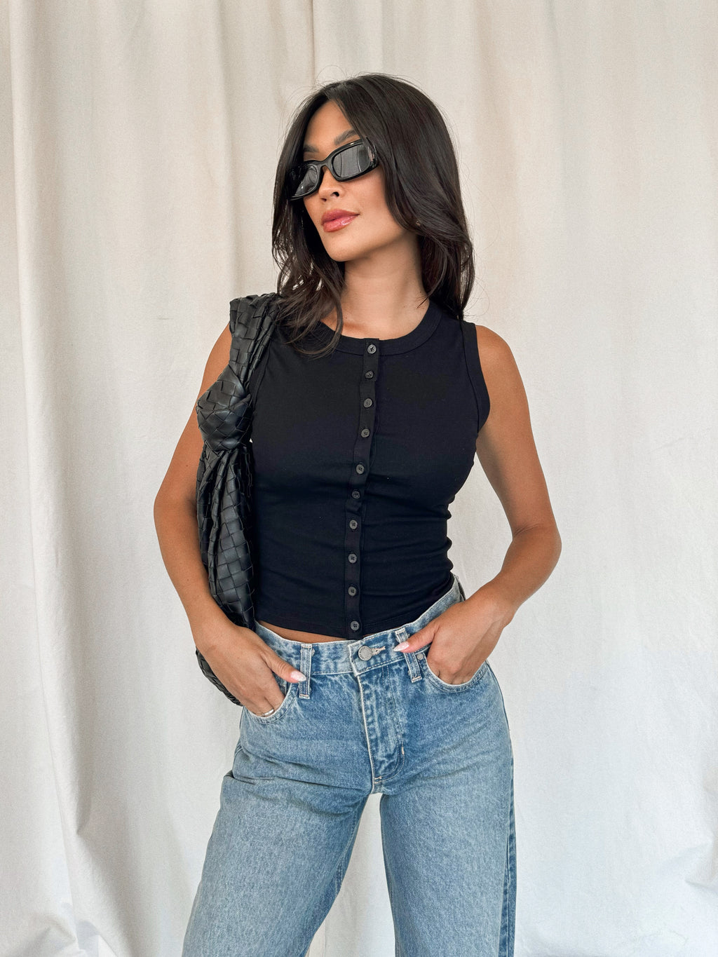 Over You Tank in Black - Stitch And Feather