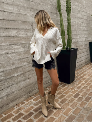 Enya Cable Knit Sweater in Cream