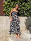 Hibiscus Midi Dress in Black - Stitch And Feather