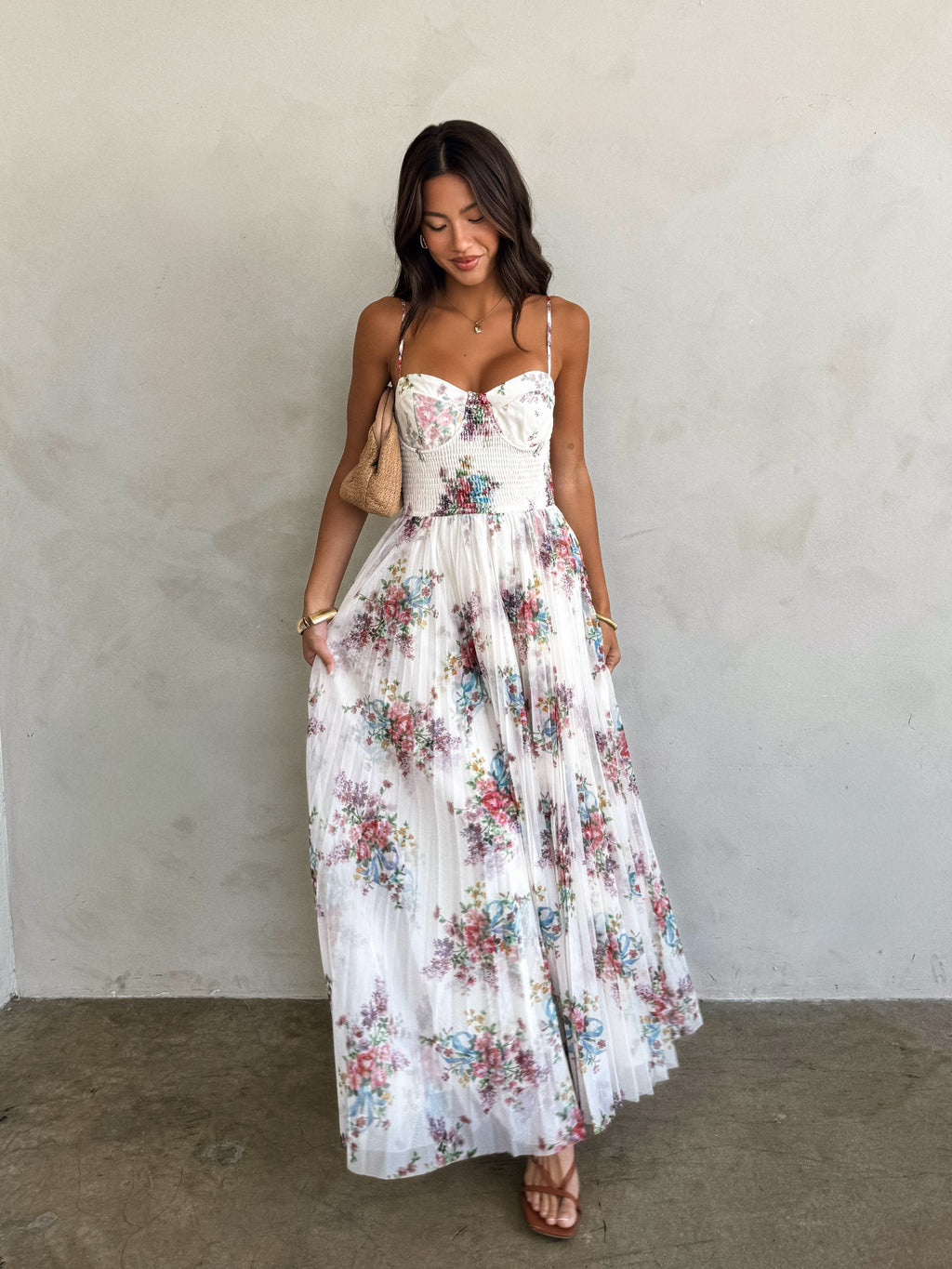 long sleeve white dress maxi Floral V-Neck Long-Sleeve Dress Cinnamon / S (US 2)