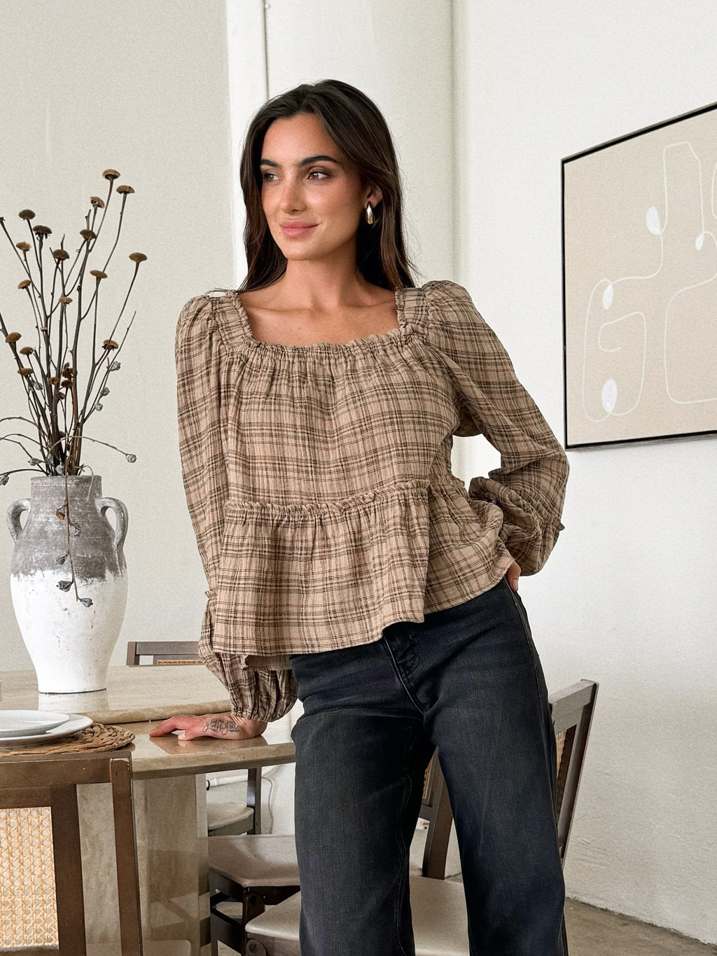 Apple Cider Plaid Blouse - Stitch And Feather