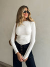 Dale Shirred Long Sleeve in White