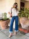 Frankie Cuffed Palazzo Jeans - Stitch And Feather