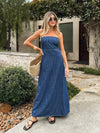 Golden State Denim Maxi Dress - Stitch And Feather