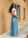 Cambria Wide Leg Denim Overalls - Stitch And Feather