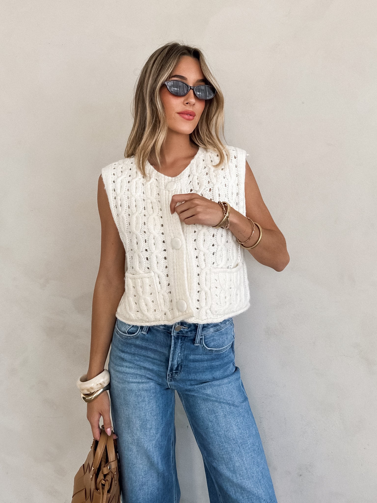 Leighton Cable Knit Tank by Stitch and Feather