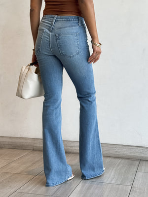 Cleo Skinny Flare Jeans in Med Denim - Stitch And Feather