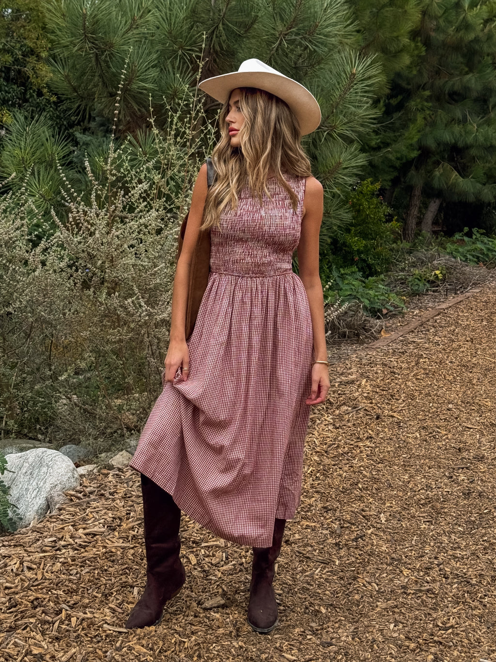 Charlie Gingham Midi Dress - Stitch And Feather